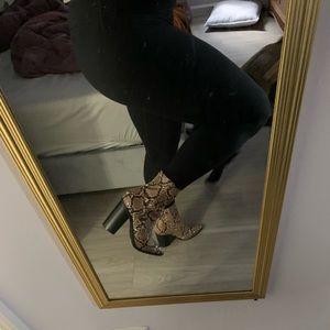 Snake print booties